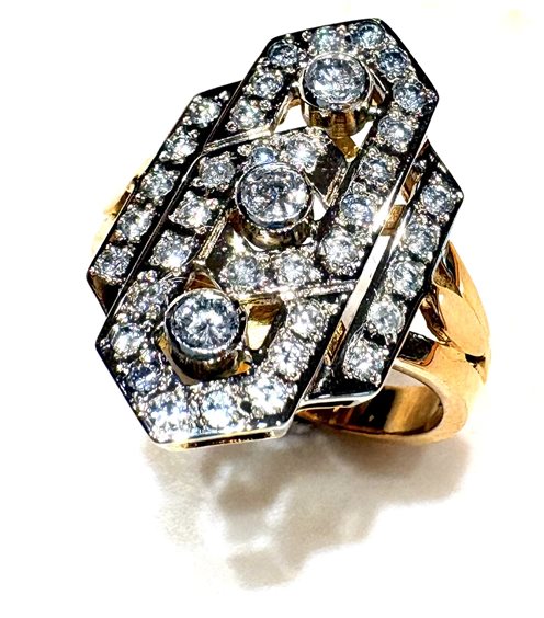 Ring Sommer Woman Art Decò in Yellow Gold Diamante 0.62 Ct DIA CT 0.62 VS/G - DIA CT 0.62 VS/G